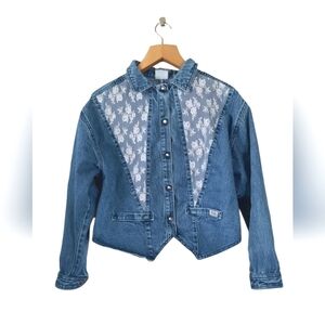 Retro Vtg 80s 90s Denim Lace Jacket